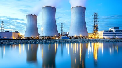 Cooling Tower Reflections on Calm Water.A serene lake mirrors the cooling towers. Their symmetry is flawless—a testament to engineering precision. The water’s surface adds a touch of tranquility 