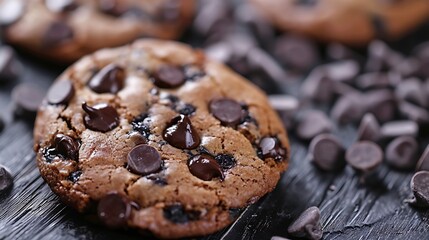 Fototapeta premium A sweet item containing chocolate chips and cocoa butter