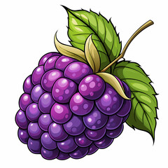 A Single Ripe Blackberry with Green Leaves