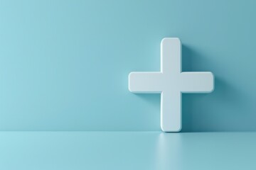 Obraz premium A white cross is on a blue background