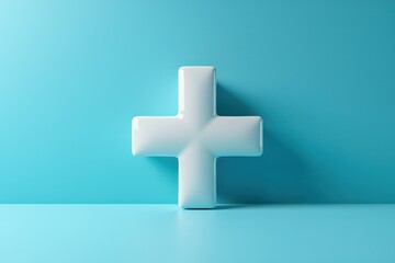 Obraz premium A white cross is on a blue background