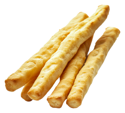 PNG Crispy breadsticks served on a white background