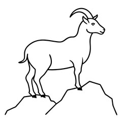 Fototapeta premium Majestic Goat on Rocky Mountain Peak - Vector Art Illustration