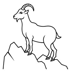 Majestic Goat on Rocky Mountain Peak - Vector Art Illustration