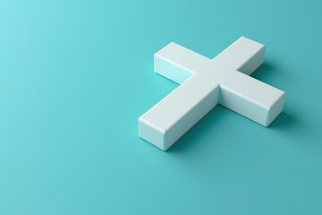 Obraz premium A white cross is on a blue background