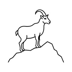 Fototapeta premium Majestic Goat on Rocky Mountain Peak - Vector Art Illustration