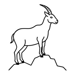 Majestic Goat on Rocky Mountain Peak - Vector Art Illustration