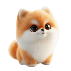 Obraz premium Pomeranian, dog, cute, 3D, illustration, puppy, pet, isolated.
