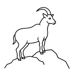 Majestic Goat on Rocky Mountain Peak - Vector Art Illustration