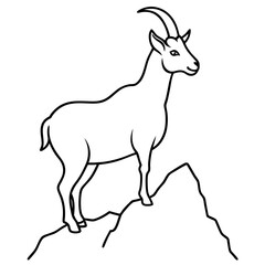 Fototapeta premium Majestic Goat on Rocky Mountain Peak - Vector Art Illustration