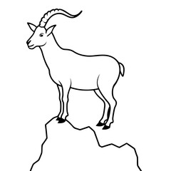 Majestic Goat on Rocky Mountain Peak - Vector Art Illustration