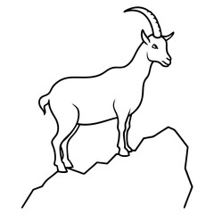 Majestic Goat on Rocky Mountain Peak - Vector Art Illustration