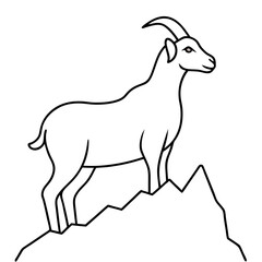 Majestic Goat on Rocky Mountain Peak - Vector Art Illustration