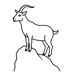 Majestic Goat on Rocky Mountain Peak - Vector Art Illustration