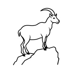 Majestic Goat on Rocky Mountain Peak - Vector Art Illustration