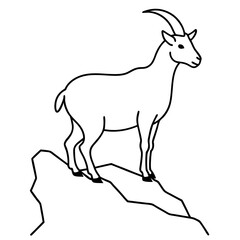 Majestic Goat on Rocky Mountain Peak - Vector Art Illustration
