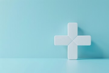 Obraz premium A white cross is placed on a blue background