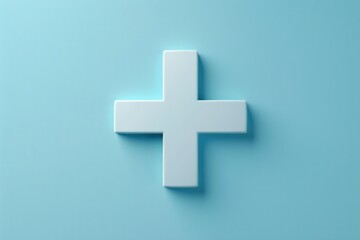 Obraz premium A white cross is on a blue background
