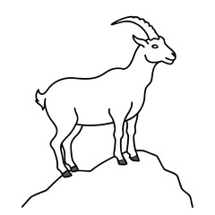 Majestic Goat on Rocky Mountain Peak - Vector Art Illustration