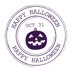 Happy Halloween Round Postal Stamp