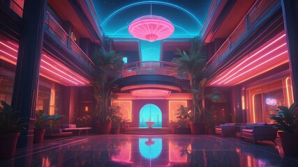 illustrative albedo atrium animated retro neon