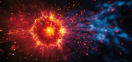 A vibrant burst of light and color, showcasing an explosion of energy and cosmic particles in a stunning visual display.