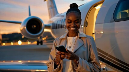 Businesswoman By Private Jet - Powered by Adobe