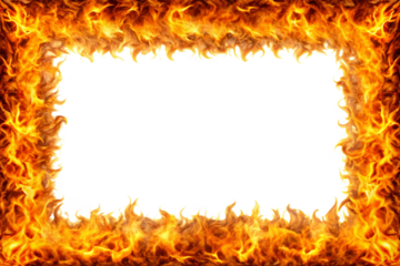 Burning fire flames frame border png