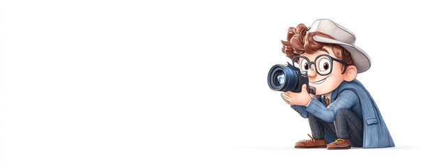 A young photographer joyfully capturing moments with a camera, showcasing creativity and passion for photography.