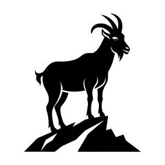 Majestic Goat on Rocky Mountain Peak - Vector Art