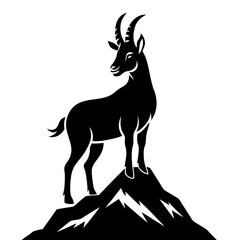 Majestic Goat on Rocky Mountain Peak - Vector Art