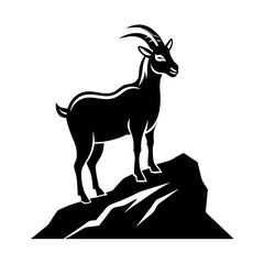 Majestic Goat on Rocky Mountain Peak - Vector Art