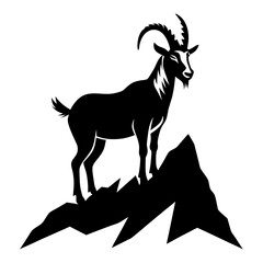 Majestic Goat on Rocky Mountain Peak - Vector Art