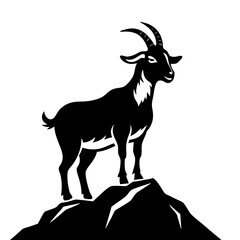 Majestic Goat on Rocky Mountain Peak - Vector Art