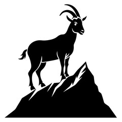 Majestic Goat on Rocky Mountain Peak - Vector Art