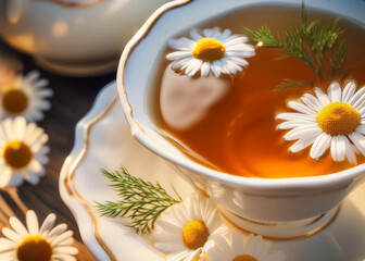 primer plano de planta de manzanilla teteras 