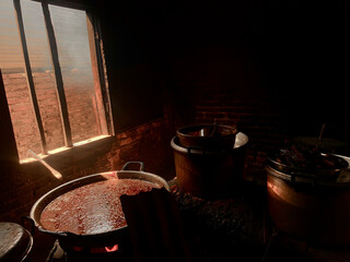 boiling water in a kitchen