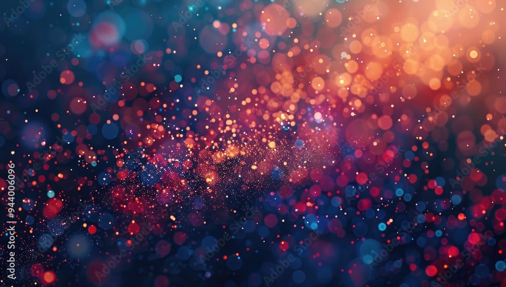 Poster a digital art representation of an explosion of colorful particles, resembling glitter or confetti i