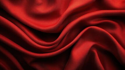 Obraz premium A close-up of luxurious red fabric, showcasing its smooth texture and elegant drapes, perfect for design and textile projects.