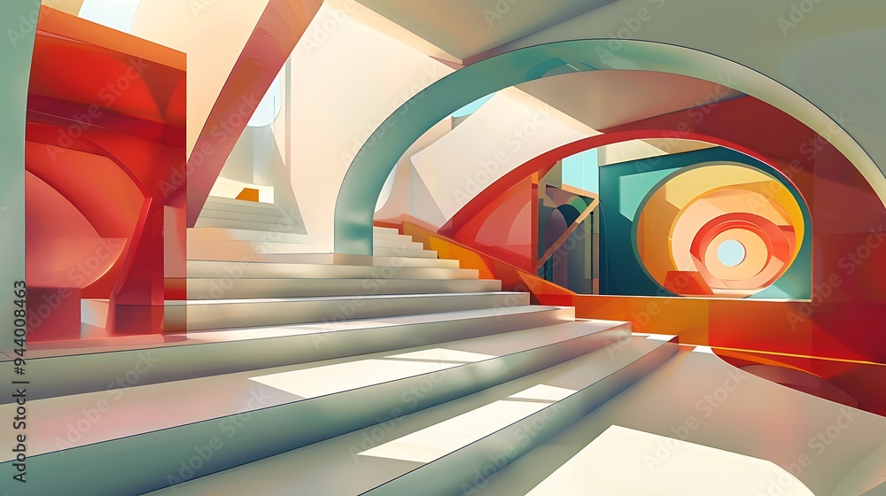Poster abstract architecture with arched passageways
