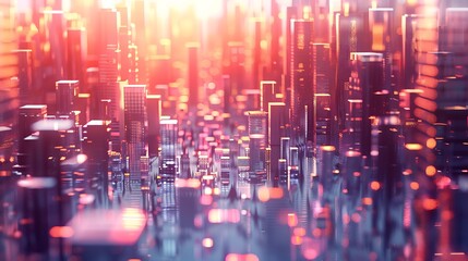 Fototapeta premium Futuristic Cityscape with Red and Orange Lights