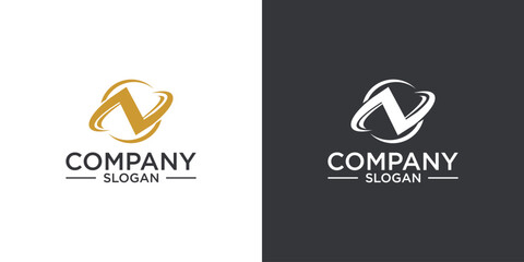 letter N abstract geometry logo vector design