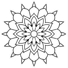 Mandala line art silhouette with white background