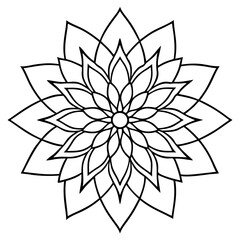 Mandala line art silhouette with white background