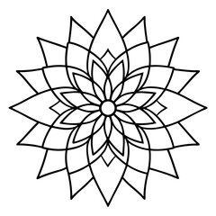 Mandala line art silhouette with white background