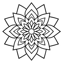 Mandala line art silhouette with white background