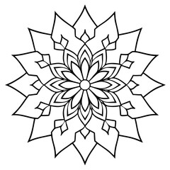 Mandala line art silhouette with white background