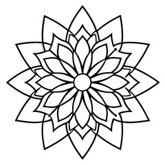 Mandala line art silhouette with white background