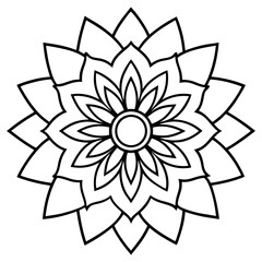 Mandala line art silhouette with white background