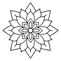 Mandala line art silhouette with white background